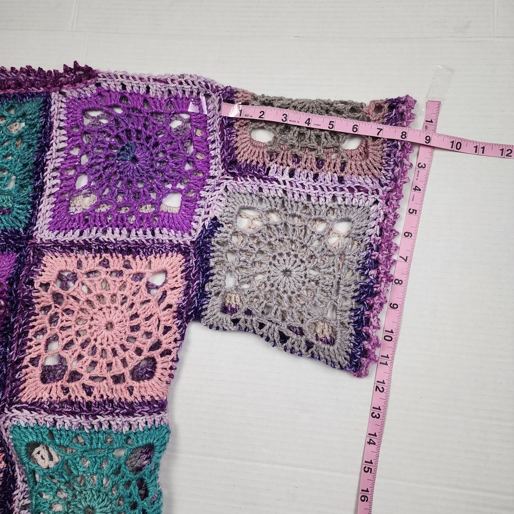 New Handmade Boho Crochet Granny Square Top - Vibrant Patchwork Festival Blouse - Picture 7 of 16
